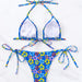 Color-Bikini Triangle Cup Lace up Sexy Halter Bikini Swimsuit Swimwear Tie-Fancey Boutique