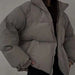 Color-Silver-Autumn Winter Fashionable Loose All Match Thickened Warm Cotton Coat-Fancey Boutique