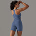 Color-Vest Shorts Suit-Navy Blue-Yoga Wear Suit Seamless Breathable Vest Sports Underwear High Waist Hip Lift Fitness Pants Suit-Fancey Boutique