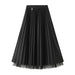 Color-Black-Double Sided Pleated Skirt Gauze Skirt Autumn Winter A Line Skirt Belly Covering Skirt-Fancey Boutique