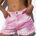 Color-Pink-Stretch Hole Women Denim Shorts-Fancey Boutique