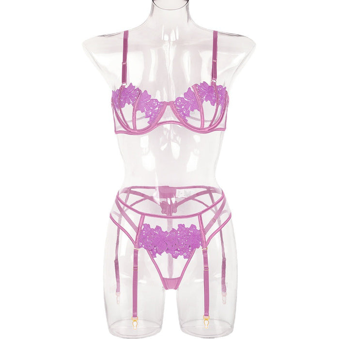 Color-Sexy Three Piece Set Hollow Out Cutout Sexy Sexy Lingerie Three Piece Set-Fancey Boutique