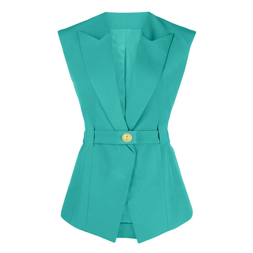 Color-skyblue-Summer High End Belt Sleeveless Slim Fit Office Women Business Vest for Women-Fancey Boutique