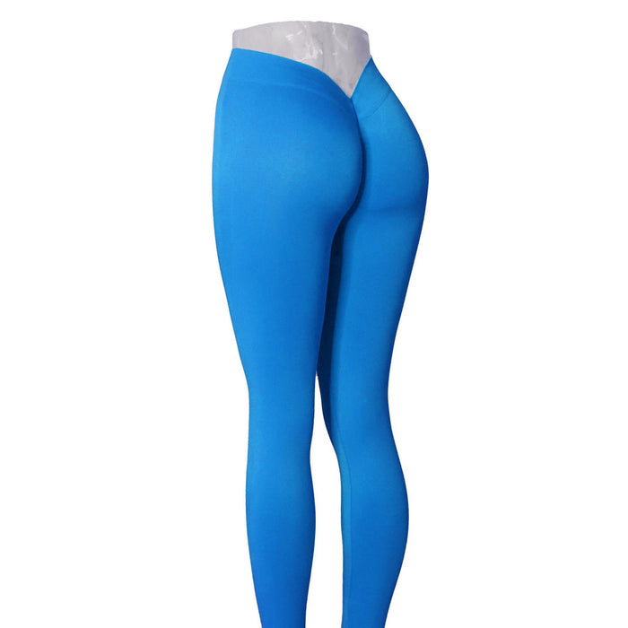 Color-Flame Blue-No Embarrassment Line Peach Hip Fitness Yoga Pants V Waist Hip Skinny Workout Pants-Fancey Boutique