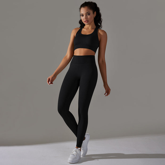 Color-Vest Trousers Suit-Black-Yoga Wear Suit Seamless Breathable Vest Sports Underwear High Waist Hip Lift Fitness Pants Suit-Fancey Boutique