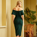 Color-Original Slim Fit Bandage Dress Party Dress Banquet Host Sheath off-Neck Dress-Fancey Boutique