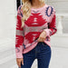 Color-Pink-Contrast Color Women Knitwear Autumn Winter Christmas Long Sleeved Sweater Women-Fancey Boutique