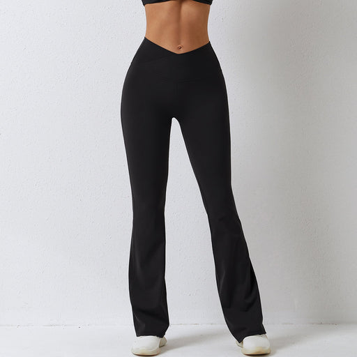 Color-Advanced Black-Brushed Tight Dance Wide-Leg Pants Hip Raise High Waist Casual Flared Pants Fitness Sports Yoga Pants-Fancey Boutique