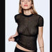 Color-Black-Spring Summer Short Sleeved Round Neck Thin Breathable Knitted Wool Top-Fancey Boutique