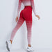 Color-Dark Red Trousers-Gradient Sports Long Sleeve Trousers Suit Fitness Running Yoga Long Sleeve Tights-Fancey Boutique