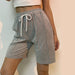 Color-Summer Women Clothing Pants Straight Pleating Gray Sports Shorts-Fancey Boutique