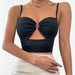 Color-Solid Color Stitching Ring Hollow Out Cutout Corset Sexy Camisole Women-Fancey Boutique
