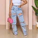 Color-Multi Bag Ripped Jeans Women Tooling Ripped Washed Trousers Multi Bag Jeans-Fancey Boutique