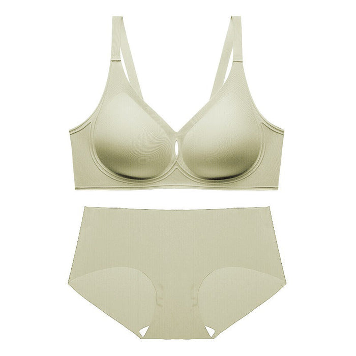 Color-Light Green Suit-Seamless Underwear 3D Flocking Silicone Jelly Soft Support Wireless Thin Comfortable Bra Set-Fancey Boutique