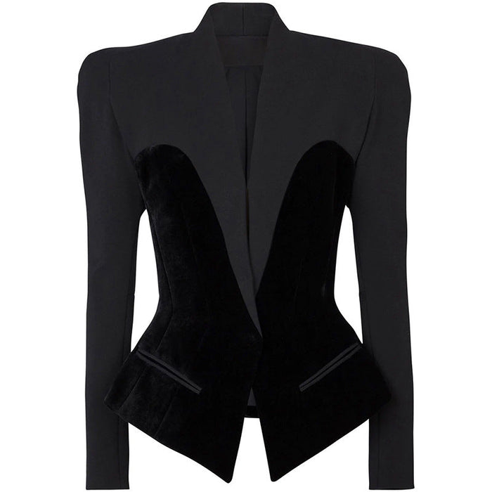 Color-Autumn Winter Stars Slim Structure Profile Velvet Stitching Blazer-Fancey Boutique