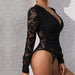 Color-Spring Women Lace Black Long Sleeved Jumpsuit-Fancey Boutique