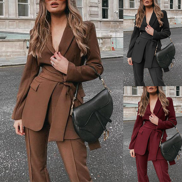 Color-autumn New Fashion Suit Two-Piece Set Blazer-Fancey Boutique