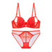 Color-Red-Underwear Women Big Chest Show Small Super Thin Chest Show Small Breast Holding Bra Suit Sexy Bra-Fancey Boutique