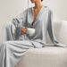 Color-Gray-Spring Summer Blue Thin Women Home Silk-like Solid Color Pajamas Ice Silk Loose Can Be Worn outside-Fancey Boutique