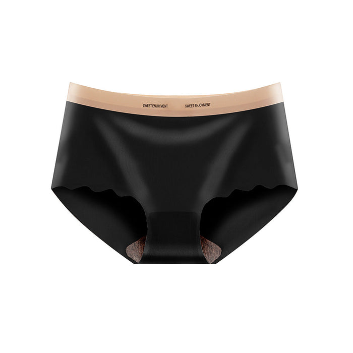 Color-Black-Seamless Ice Silk Underwear Girls Summer Cool Mid Waist Hip Lifting Cute Breathable Briefs-Fancey Boutique