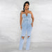 Color-Summer Sexy Cutout Hole Long Zipper Wrapped Chest Denim Jumpsuit-Fancey Boutique