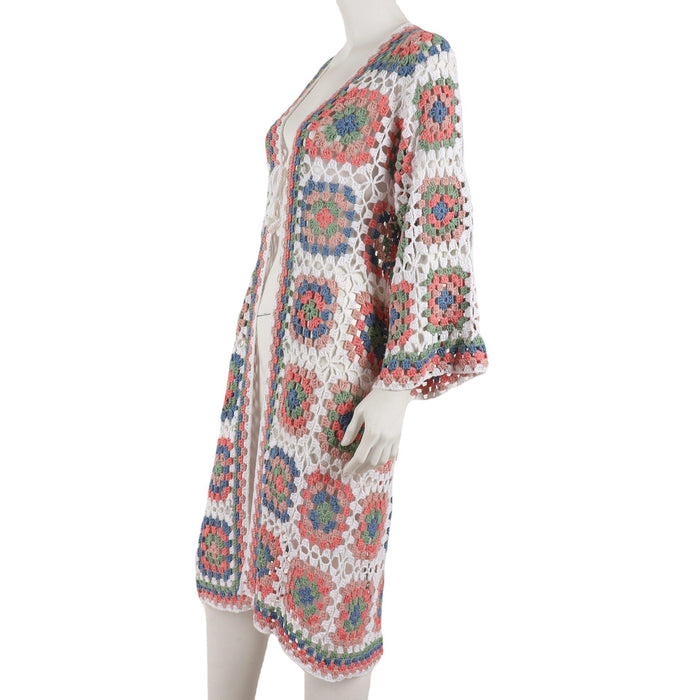 Color-Women Hollow Out Cutout Crochet Cardigan Beachwear Color Long Cut Coat Dress-Fancey Boutique