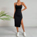 Color-Black-Women Clothing Sexy Backless Slit Slim Fit Sheath Sleeveless Cami Dress-Fancey Boutique