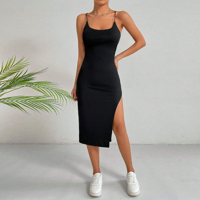 Color-Women Clothing Sexy Backless Slit Slim Fit Sheath Sleeveless Cami Dress-Fancey Boutique
