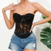Color-Tube Top Sexy See through Sexy Lace Corset Steel Ring Boning Corset Waist Girdling Band Women Bra-Fancey Boutique
