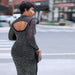 Color-Tight Dress New Long Sleeve Mesh Rhinestone Dress Nightclub Dress Plus Size-Fancey Boutique