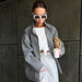 Color-Gray Woolen Coat Graceful Stand Collar Autumn Winter High Sense Office All Matching Top for Women-Fancey Boutique