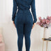 Color-Women Slim Elastic Feet Wash Denim Jumpsuit Jumpsuit-Fancey Boutique