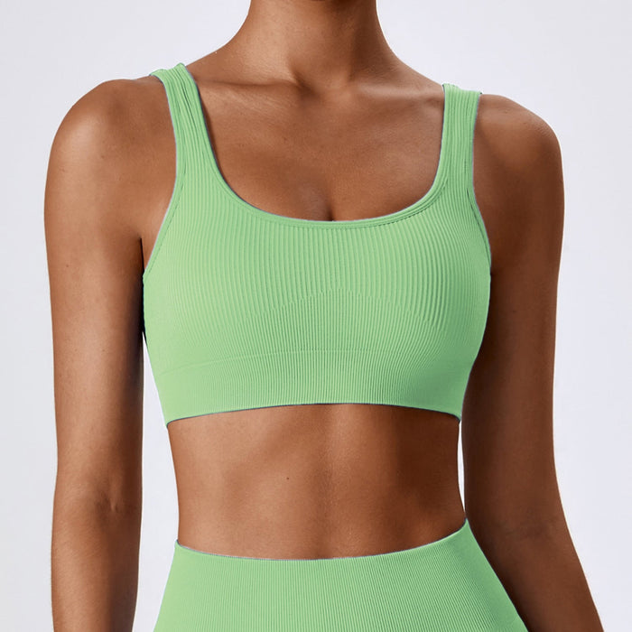 Color-Avocado Green-Seamless Beauty Back Yoga Bra Outer Wear Running Exercise Underwear Tight Fitness Yoga Clothes Women-Fancey Boutique
