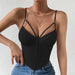 Color-Summer Diamond Slim Fit Sexy Backless Boning Corset Steel Ring Solid Color All Matching Sexy Vest-Fancey Boutique