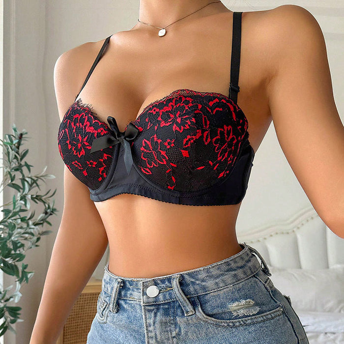 Color-Sexy Underwear Lace Edge Push Up Breathable Upper Support Adjustable Bra-Fancey Boutique
