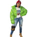 Color-Green-Women Clothing Glossy Faux Leather Stand-up Collar down Jacket Padded Puffer Jacket Coat-Fancey Boutique