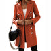Color-nacarat-Autumn Winter Long Sleeve Blazer Collar Double Breasted Woolen Coat Coat for Women-Fancey Boutique