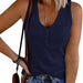 Color-Navy Blue-Summer Women Breasted Knitted Vest Solid Color V neck Sleeveless Top Women-Fancey Boutique