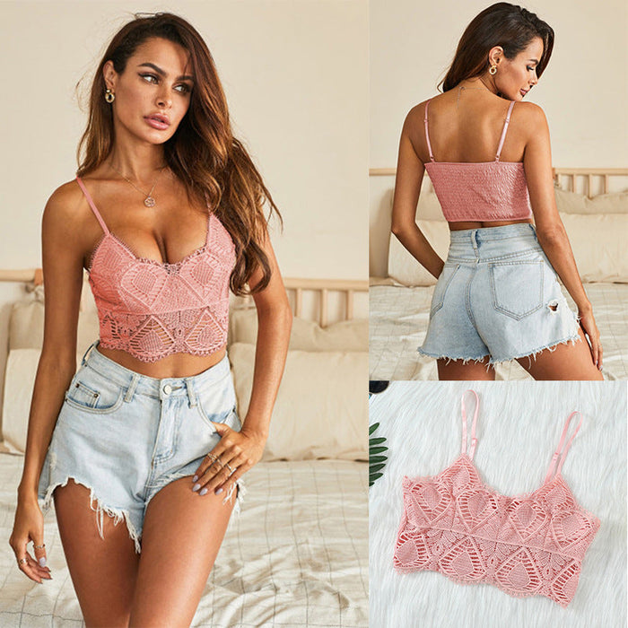 Color-Pink -2-bralette Lace Sexy Lingerie Women I-shaped V-neck Large Boob Size Concealing Bra Top Bra Wireless Bra-Fancey Boutique