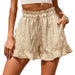 Color-Khaki-Summer Women Clothing Chiffon Printed Casual Pocket Nipped Waist Shorts-Fancey Boutique