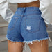 Color-Slim Fit Ripped Tassel Denim Shorts-Fancey Boutique