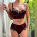 Color-Sexy Underwear Autumn Burgundy Velvet Stitching Lace Comfortable Sexy Lingerie Set-Fancey Boutique