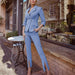 Color-Light Blue-Popular Spring Women Clothing Temperamental Minority Slim Waist Small Suit-Fancey Boutique