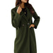 Color-Army Green-Autumn Winter Women Clothing Simple Solid Color Double Breasted Long Sleeve Collared Button Woolen Coat-Fancey Boutique