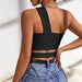 Color-WomenClothing New Sexy Hollow Out Cutout out Knitted Vest Ultra Short Oblique Shoulder Tank-Top-Fancey Boutique