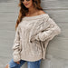 Color-Autumn Winter off-Shoulder Plus Size Loose Sweater off-Shoulder Solid Color Pullover Sweater Women-Fancey Boutique