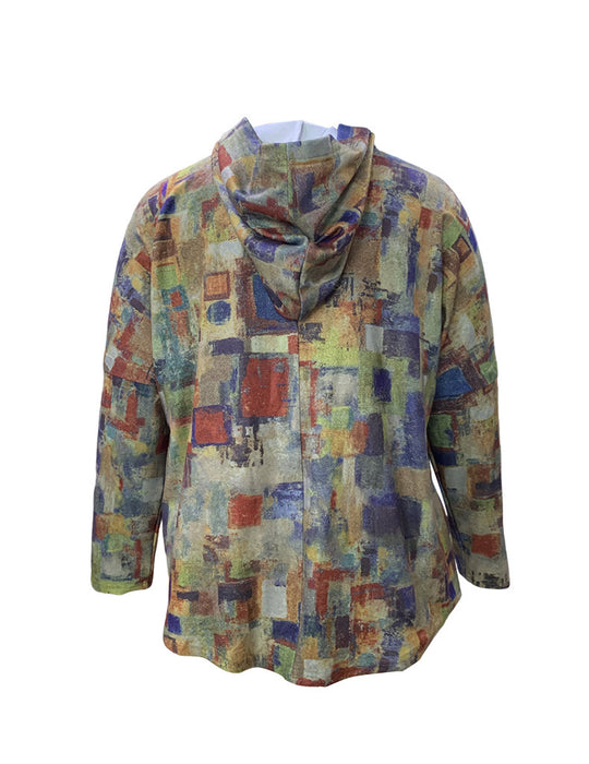 Color-Plus Size Autumn Winter Women Loose Printed Long Sleeve Hooded Sweater-Fancey Boutique