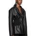 Color-Niche Design Model Faux Leather Jacket Patchwork Knitted Super Tight Waist Contour-Fancey Boutique