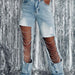 Color-Early Spring Big Ripped Jeans Women Chain Ornaments Straight Leg Pants-Fancey Boutique