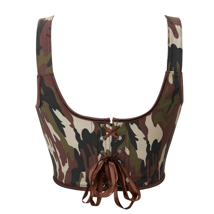 Color-Camouflage Adjustable Shoulder Strap Women Tube Top Push up Top-Fancey Boutique